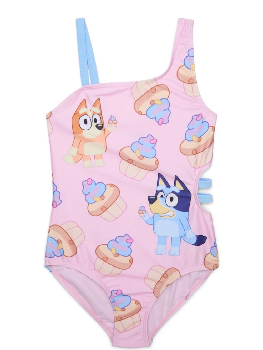 Bluey Cut Out Accent One-Shoulder Swimsuit Sz 7/8